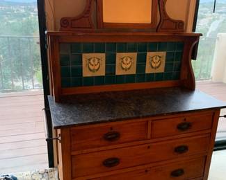 Antique wash marble top stand