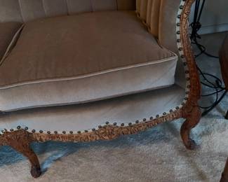 Carved Tufted Sofa original Mohair