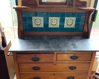 Antique marble top wash stand
