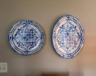 Blue and white wall decor plates