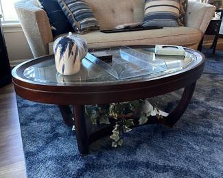 Coffee table, couch and area rug