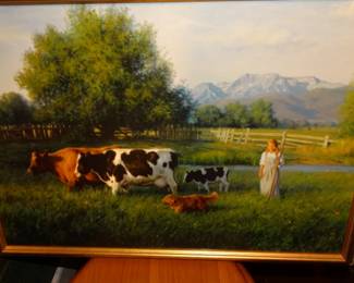  This Also acrylic on Canvas is "Girl & Cows"