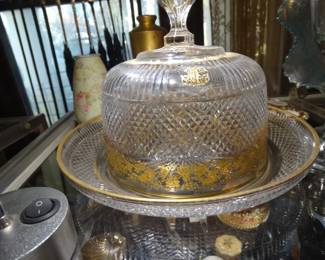 A Very Antique Baccarat Cut Glass Butter or Cheese Dish