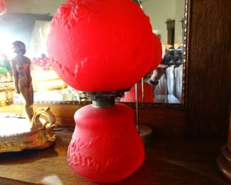 Little Forsted Red Glass Oil Lamp (Sold)