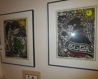 Mamaya large woodblocks framed and signed