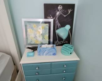 Blue and white nightstand 60.00
