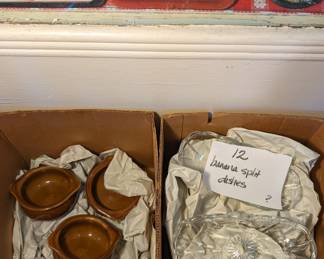 Coke Cola Vintage Tray's. Crocks. Banana Split Glass Dishes. 