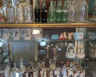 Coca-Cola Bottles. Glass Bottles. Cake Toppers. Sander's Cake Display Case. 