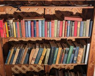 Books from the 1940's. Book Shelf. Adding Machines.