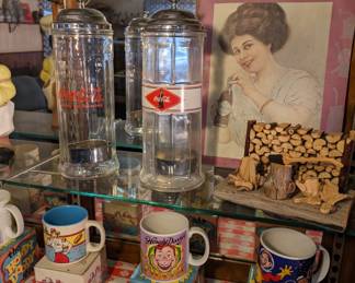 Vintage Coca-Cola Straw Dispensers. Complete Howdy Doody Collectable Mugs with Boxes.