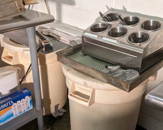 Silverware Holder. Dry Goods Storage Barrels on Wheels