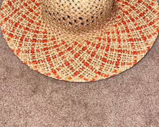 Ladies Beige and Orange Straw hat