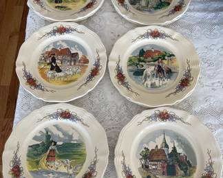 SET 12 FENCH OBERNAI DESSERT PLATES