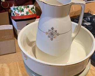 Bowl & Pitchers 1 is Enamel Ware