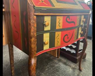 Hand Painted Artistic Secretary Desk