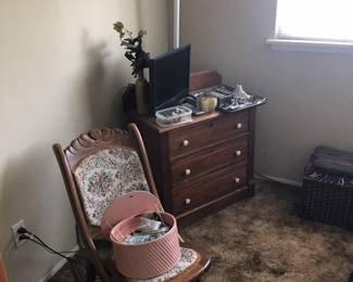 Old washstand dresser with vintage chair!