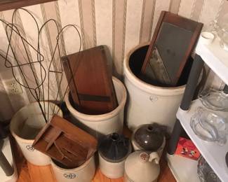 Crocks and jugs! Old rug beaters and slicers!