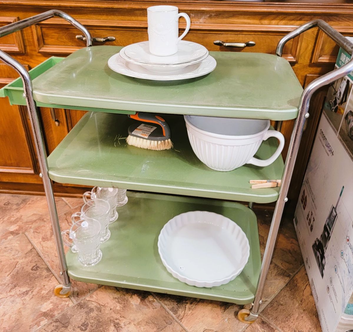 Mid-century kitchen cart (with drawer)