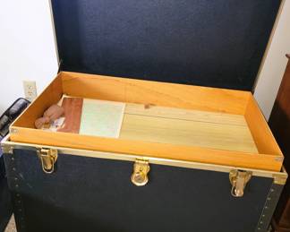 Travel steamer trunk with insert