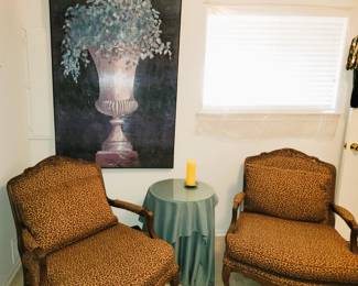 Animal print side chair set - large framed art