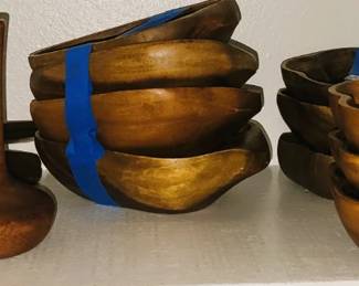 Wood serving bowls