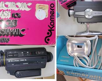 Retro cameras: instamatic, lights, Bell and Howell Super 8