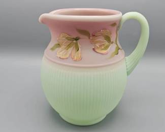 Fenton Limited Edition Lotus Mist Burmese Blushing Tulip Pitcher #20/950 Handpainted by Cutshaw