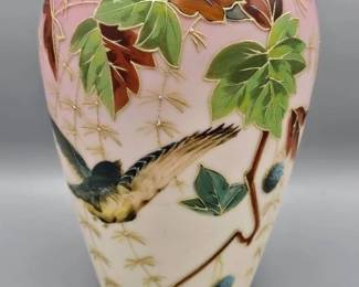 Satin Asian Hand Painted Vase
