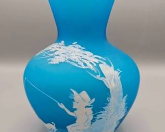 Westmoreland Mary Gregory Blue Vase