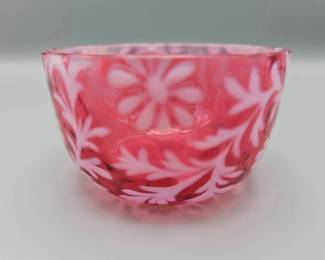 Fenton Cranberry  Daisy and Fern Finger Bowl
