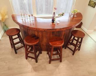Bespoke semicircular bar counter w/ 5 stools