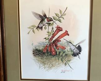 #97	RJ McDonald print of humming bird 	 $20.00 			
