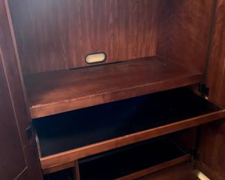 #32	desk  armoire cabinet with 3 shelves and 2 doors pull out desk shelf 44x22x60	 $65.00 			
