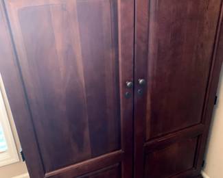 #32	desk  armoire cabinet with 3 shelves and 2 doors pull out desk shelf 44x22x60	 $65.00 			
