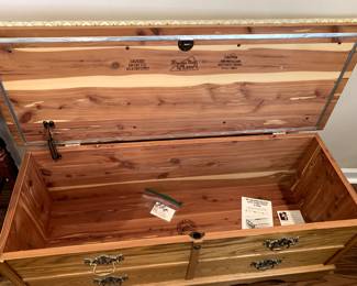 #26	Lane cedar chest with fabric top 45x17x20	 $75.00 			
