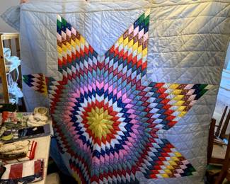 #108	star quilt winter weight  light blue 76x80	 $65.00 			

