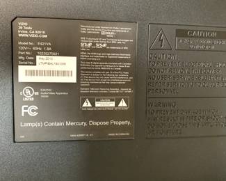 #51	Visio 42 inch tv  model e421va	 $125.00 			
