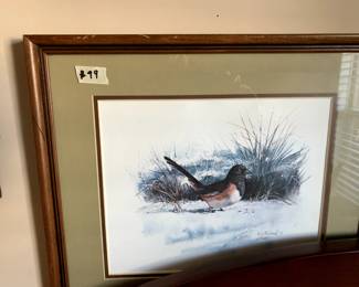 #99	RJ McDonald print of bird	 $20.00 			
