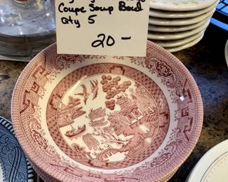 #144	China	Willow Rosa Big Royal Wrasse coupe soup bowl set 5	 $20.00 			
