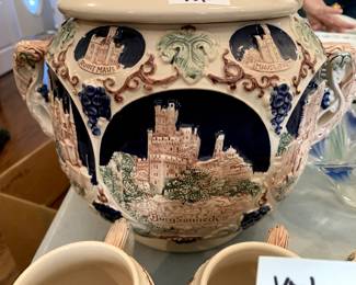#115	Vintage Goerz German ceramic Tureen punch bowl with 12 cups	 $60.00 			
