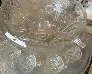 #116	punch bowl with tray and cups  14 inch round	 $20.00 			
