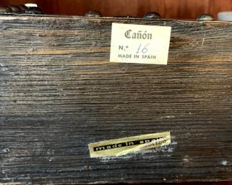 #95	wood/metal  canon book ends as is chip 	 $30.00 			
