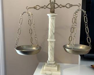 #50	scale with marble base with brass scale 24 tall 	 $60.00 			
