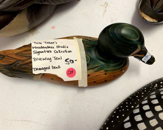 #130	Tom Taber's woodenware studio signature collection Blending teal damaged beak	 $50.00 			
