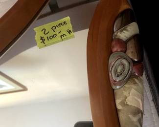 #165	mh	vintage mirror and shelf with décor 	 $100.00 			
