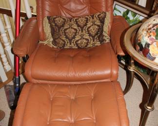 Leather Chair and Ottoman