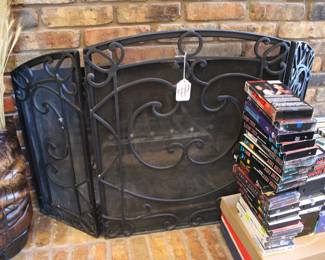 Gaston Fireplace Screen-Cast Iron/Alum, Built in Mesh, Trifold, Heavy and Solid Build  