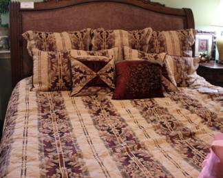 King Size Sleigh Bed with Leather head Board