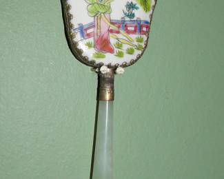 Jade handle vanity mirrror