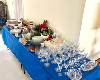 And assortment of Christmas plates, Crystal and Glass Items